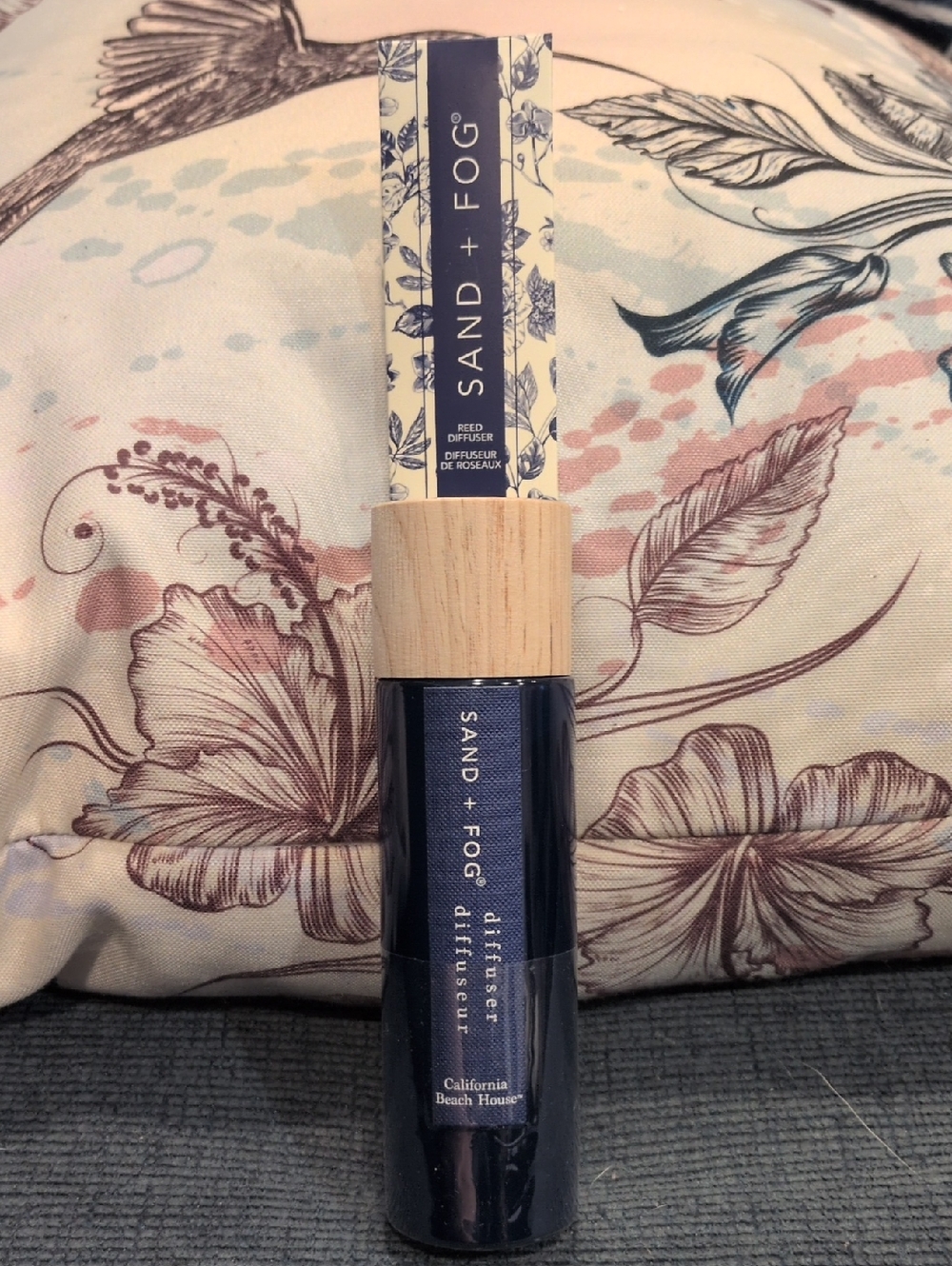 Sand + Fog Navy Reed Diffuser with Natural Wood Cap